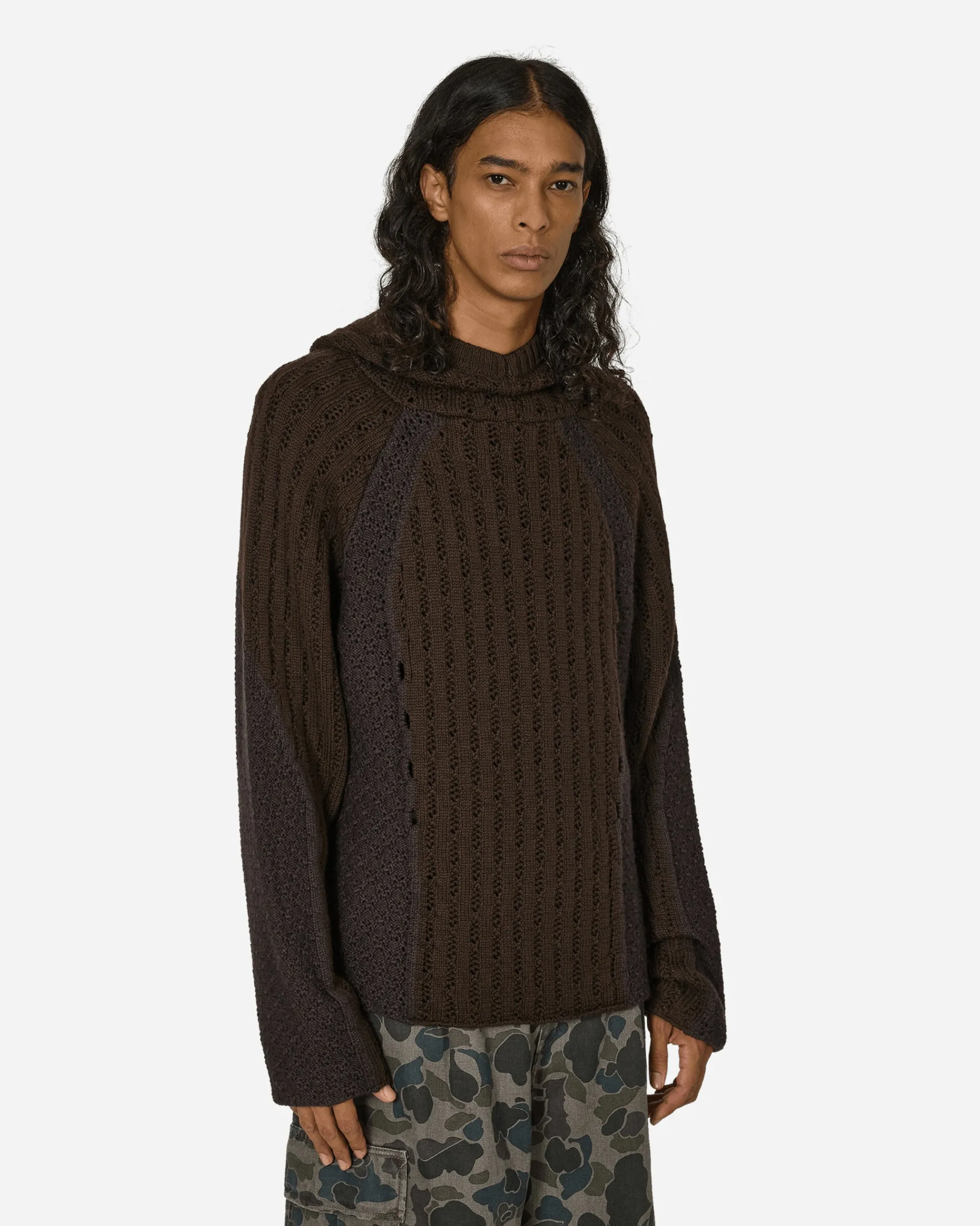 ROA Sweatshirts^Flower Stitch Hoodie Brown