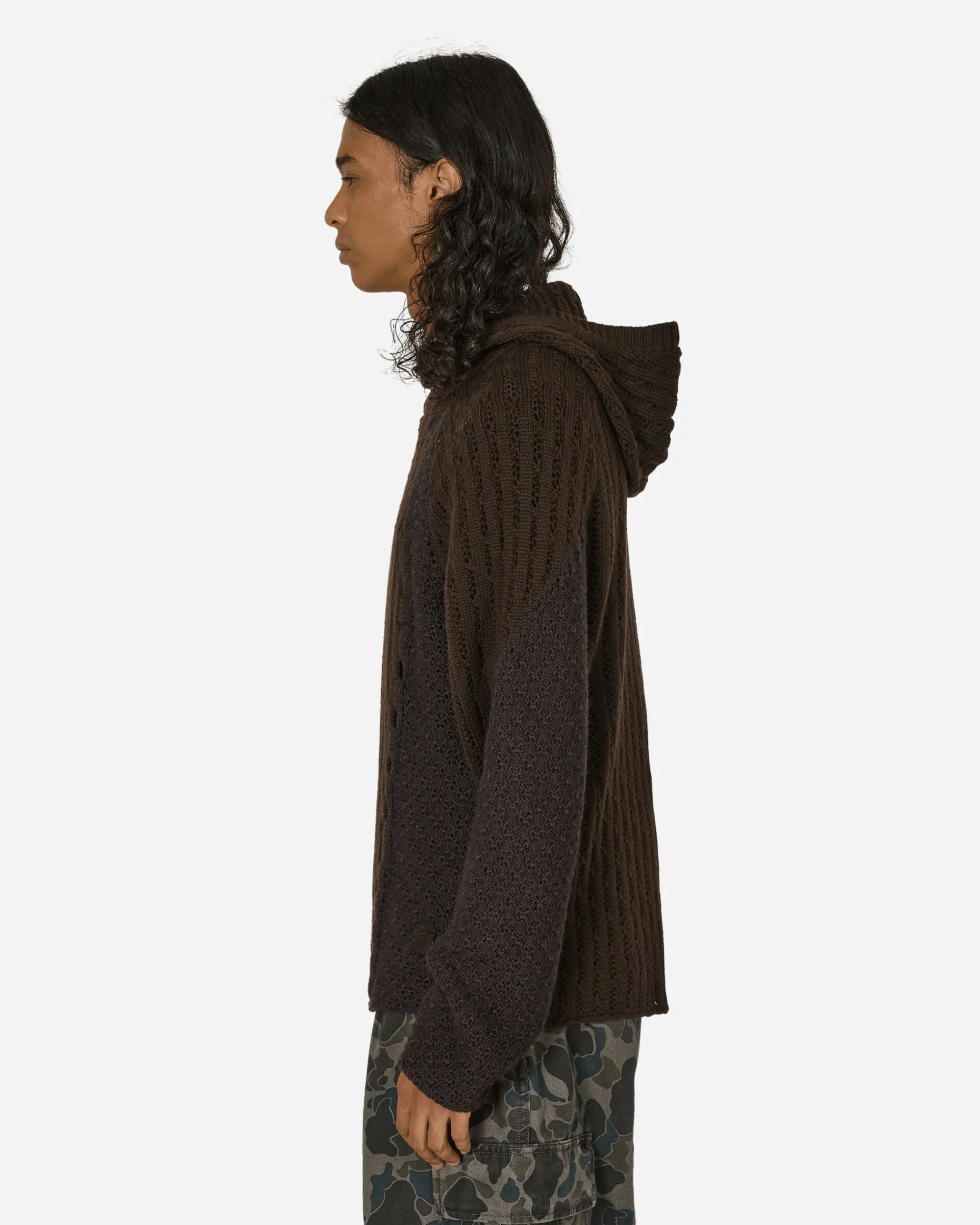ROA Sweatshirts^Flower Stitch Hoodie Brown