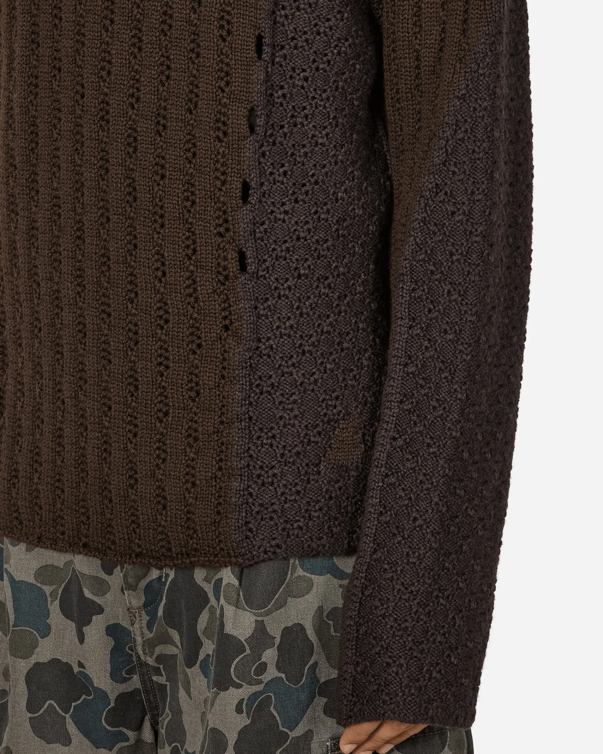 ROA Sweatshirts^Flower Stitch Hoodie Brown