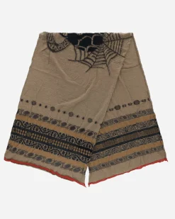 KAPITAL Gloves And Scarves|Gloves And Scarves^Fulling Wool Scarf (Coptic Skull) Beige