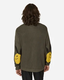 KAPITAL Knitwear^10G ECO Knit Elbow Coneybowy Short Cardigan Grey