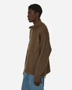 KAPITAL Knitwear^5G Shetland Wool Half Zip Anorak Moca