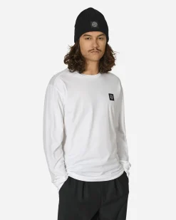 Stone Island T-Shirts^Garment Dyed Logo Longsleeve T-Shirt White