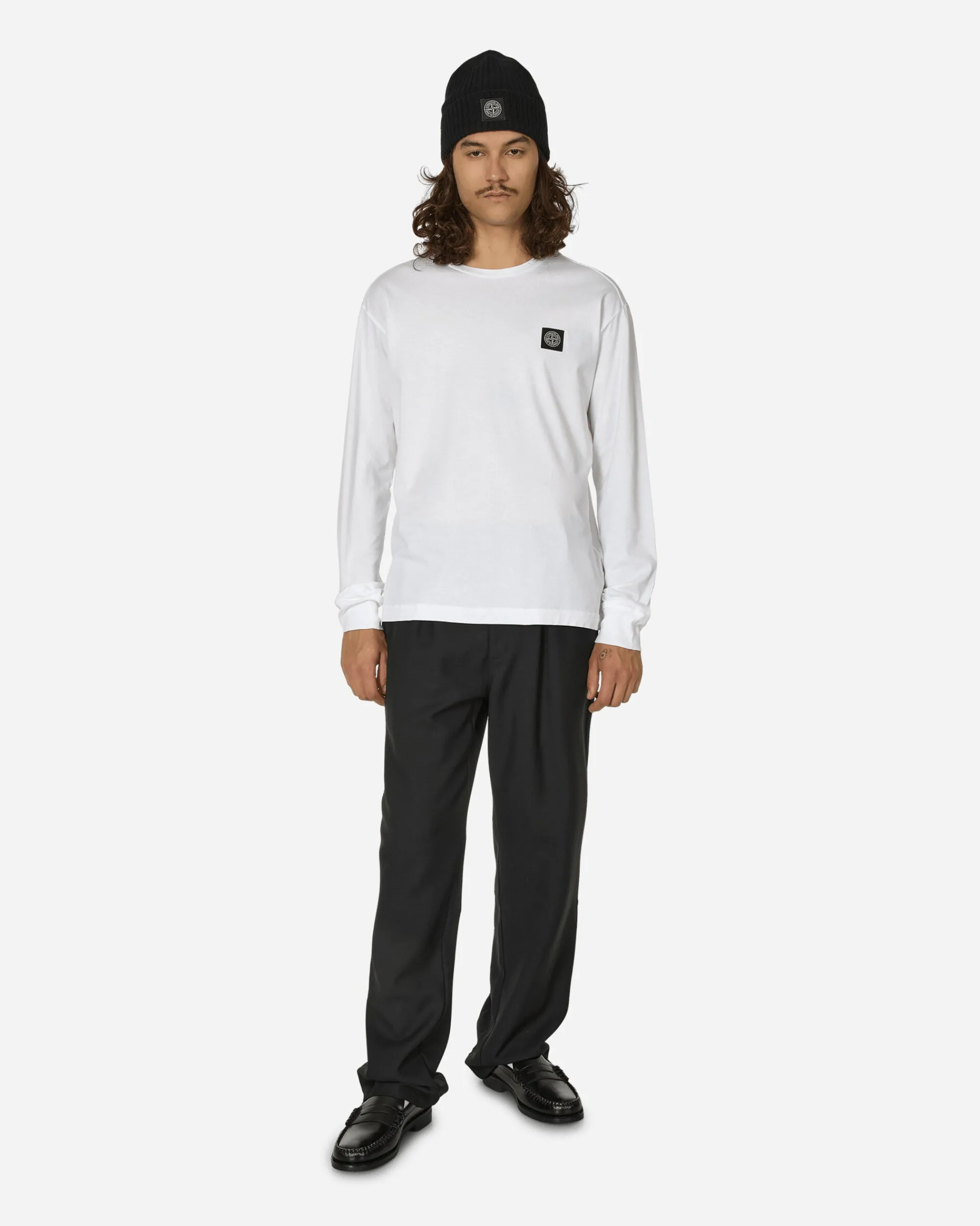 Stone Island T-Shirts^Garment Dyed Logo Longsleeve T-Shirt White