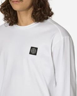Stone Island T-Shirts^Garment Dyed Logo Longsleeve T-Shirt White