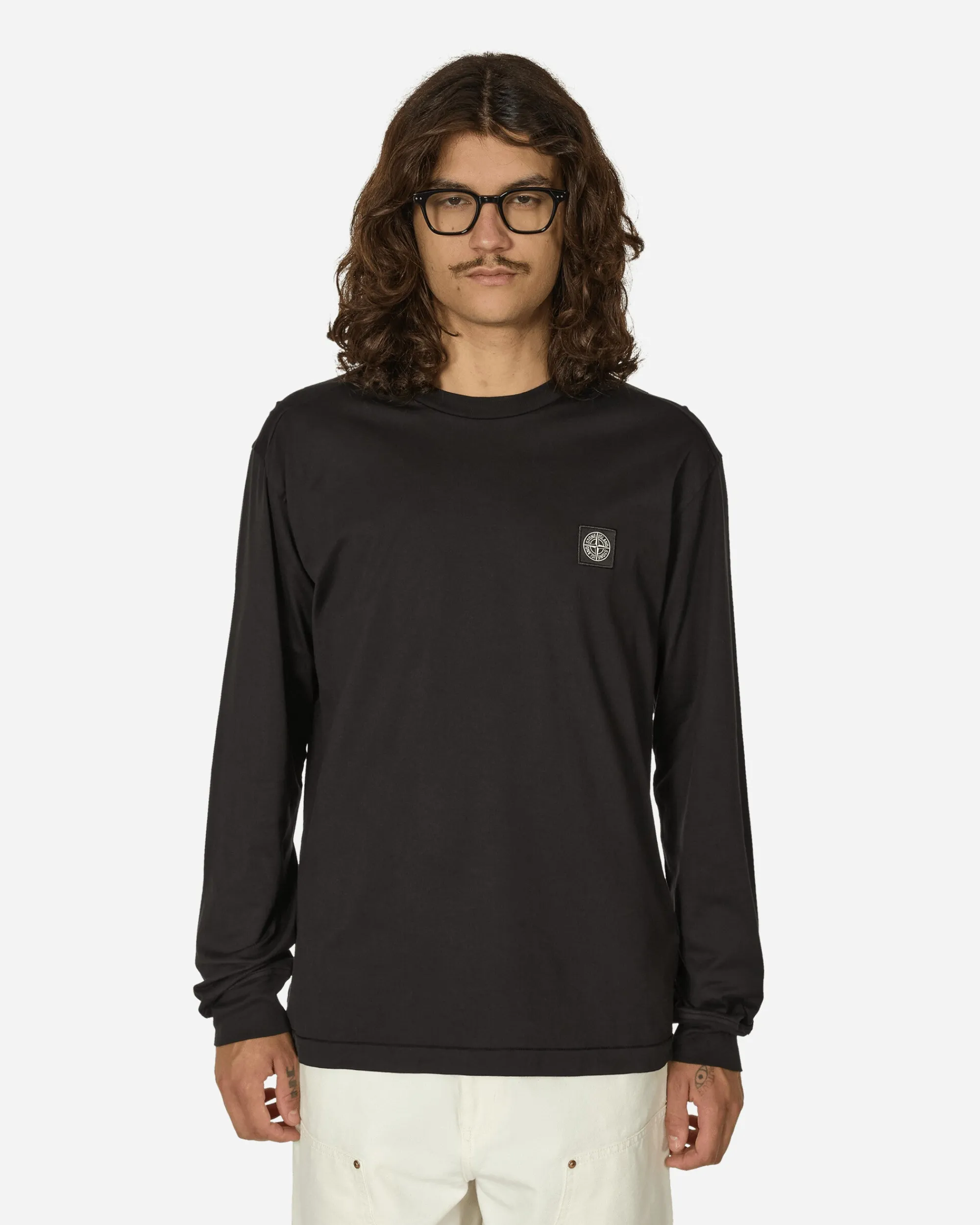 Stone Island T-Shirts^Garment Dyed Logo Longsleeve T-Shirt Black