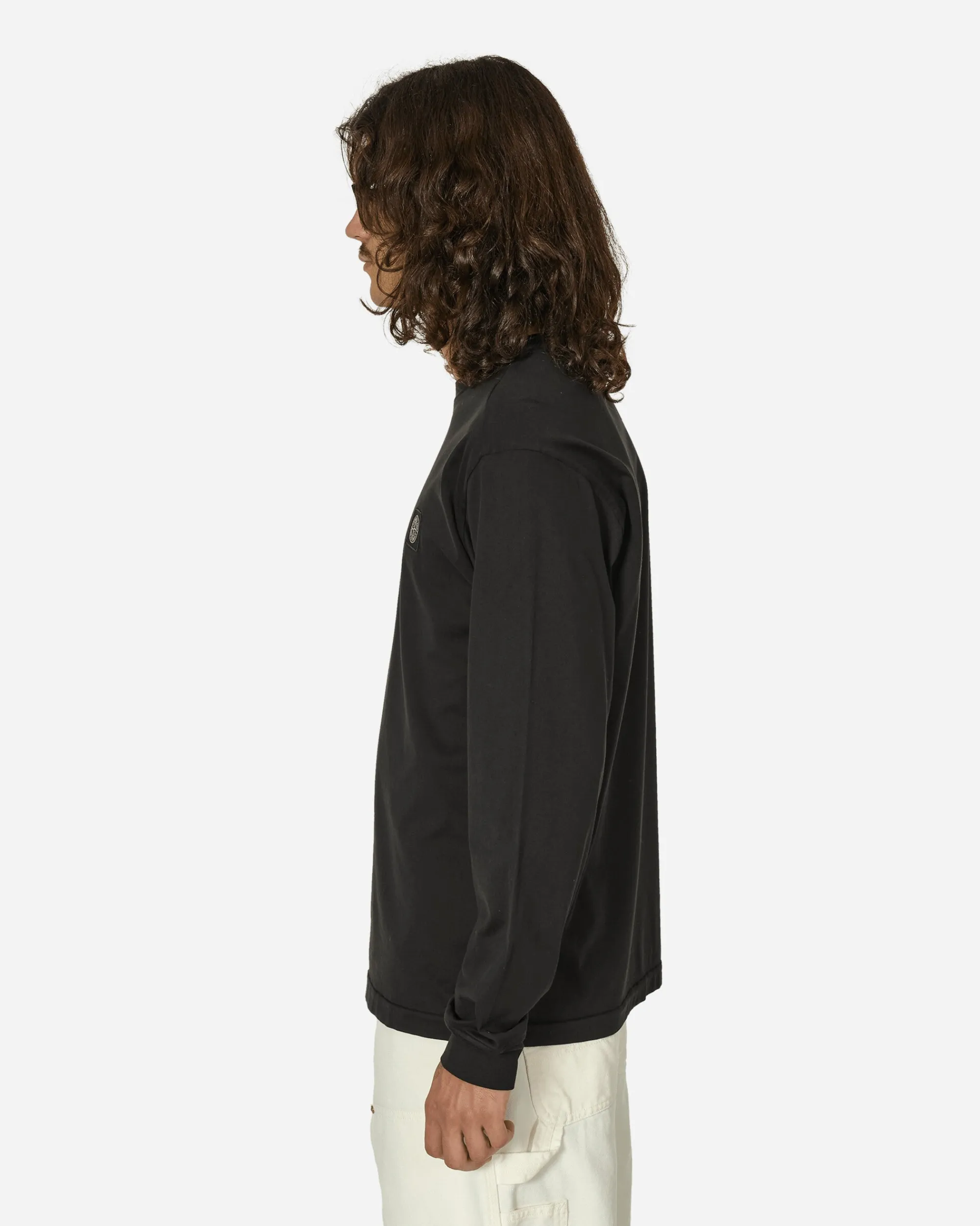 Stone Island T-Shirts^Garment Dyed Logo Longsleeve T-Shirt Black