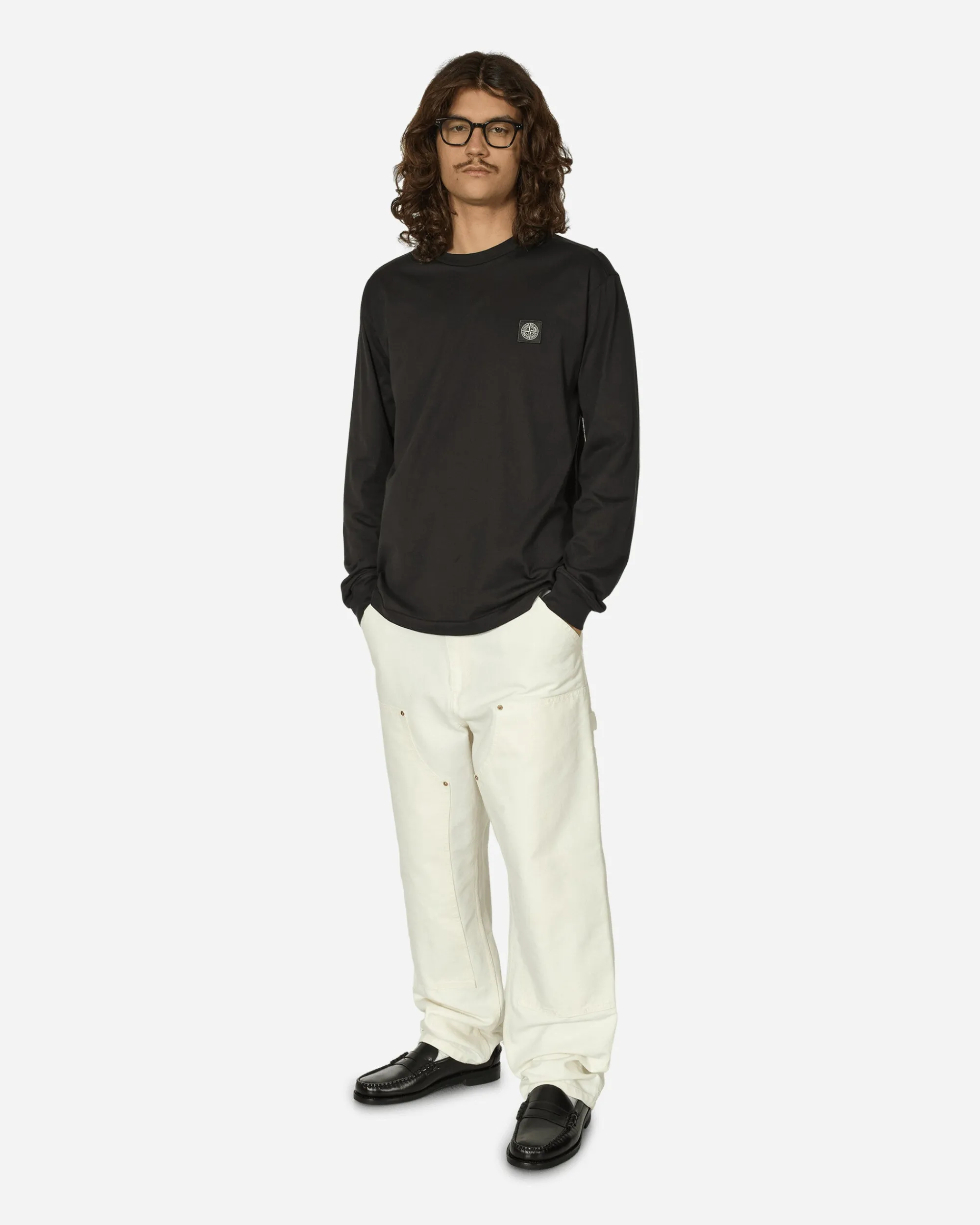 Stone Island T-Shirts^Garment Dyed Logo Longsleeve T-Shirt Black