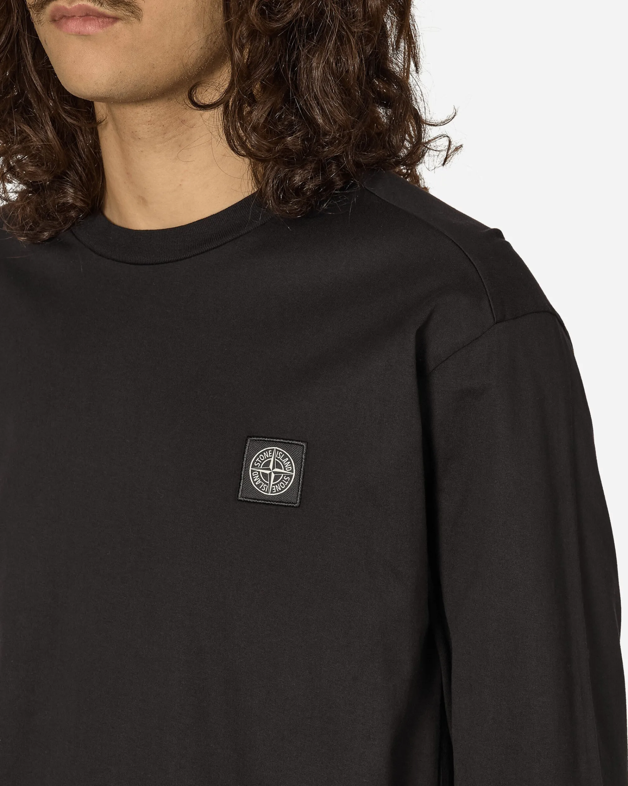 Stone Island T-Shirts^Garment Dyed Logo Longsleeve T-Shirt Black