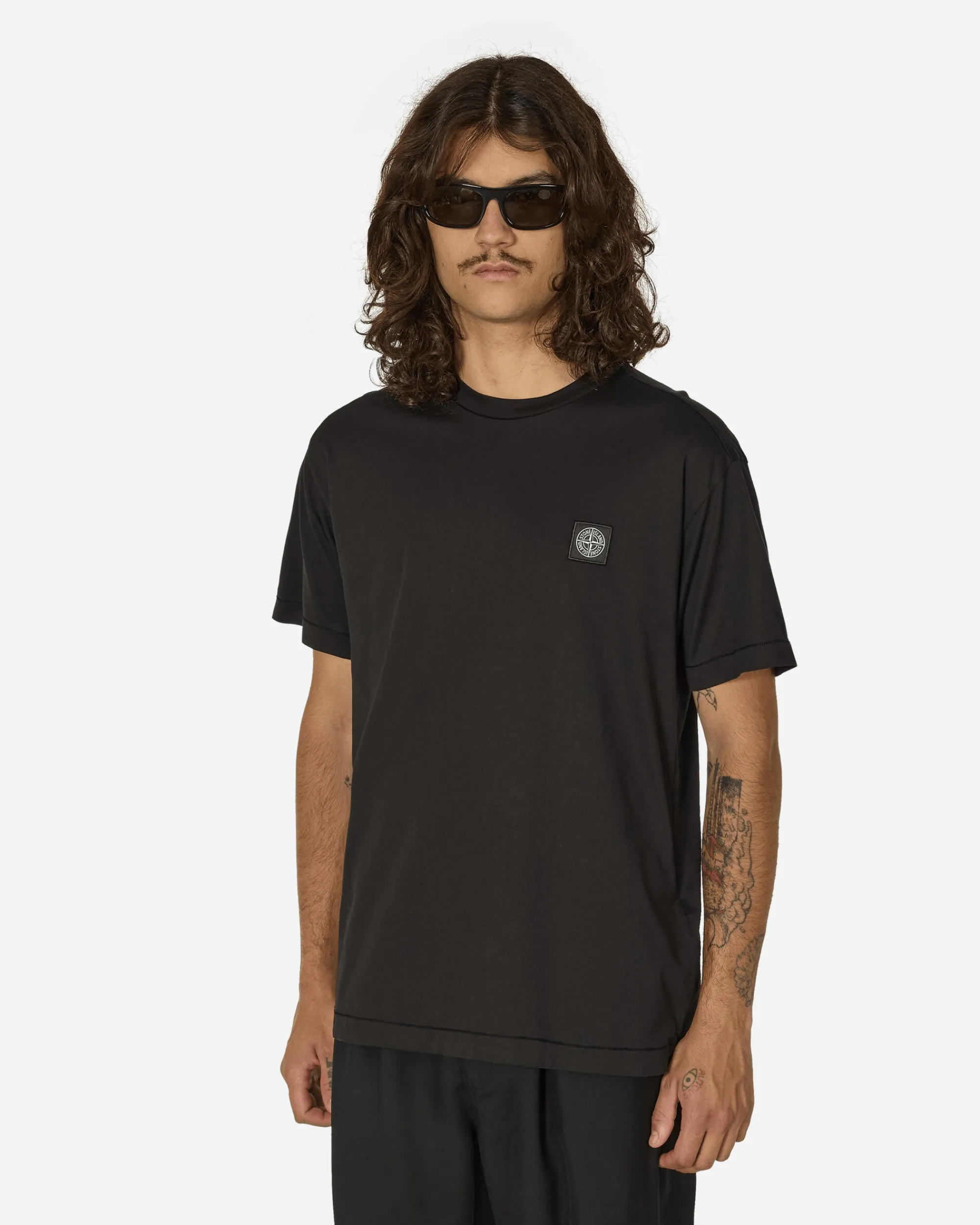 Stone Island T-Shirts^Garment Dyed Logo T-Shirt Black