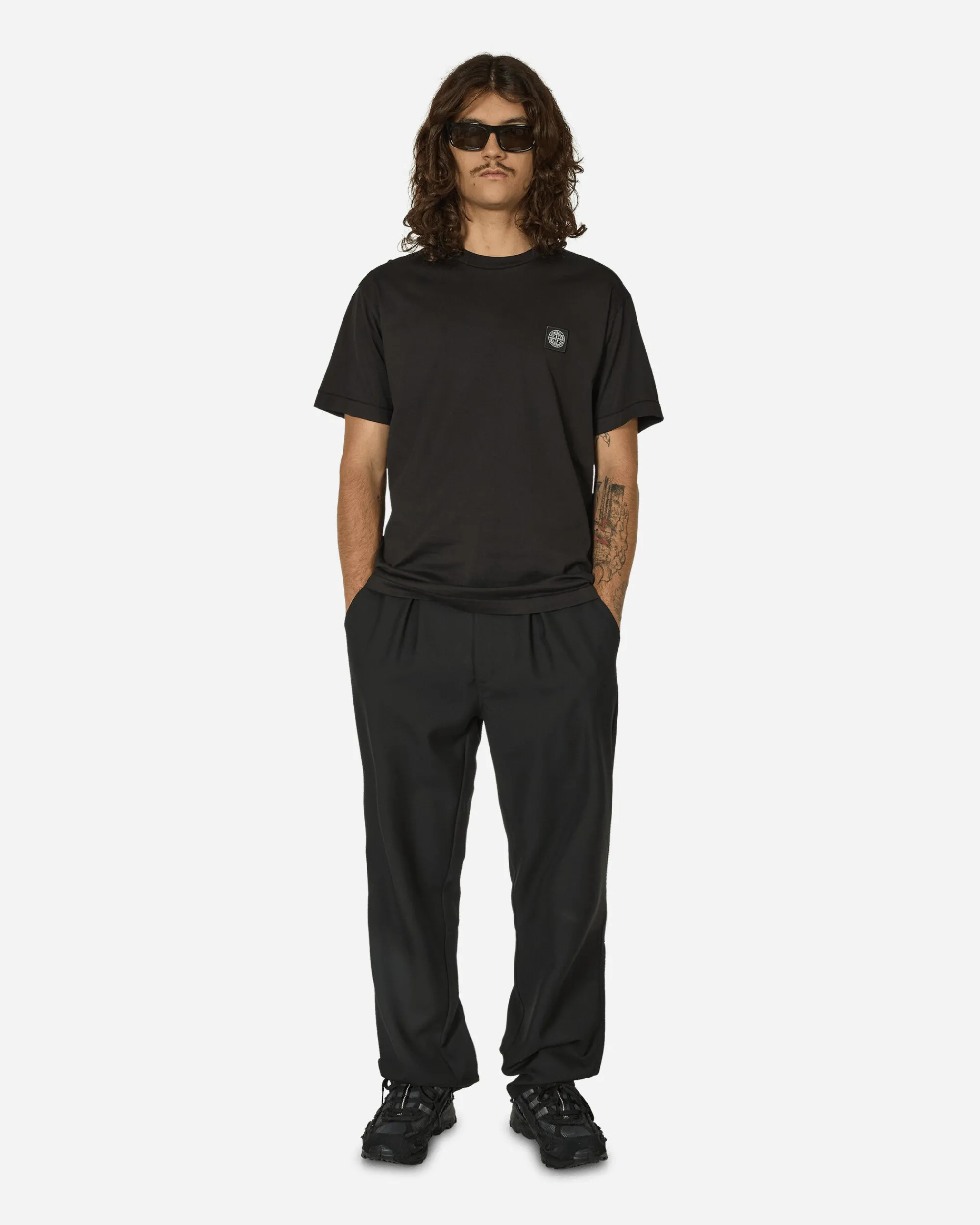 Stone Island T-Shirts^Garment Dyed Logo T-Shirt Black