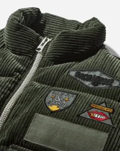 sacai Coats And Jackets^Gonz Multi Patch Corduroy Padded Vest Khaki