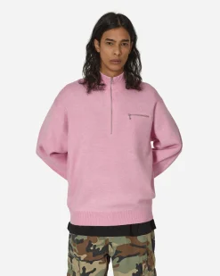 Stüssy Knitwear^Half Zip Mock Neck Sweater Pink