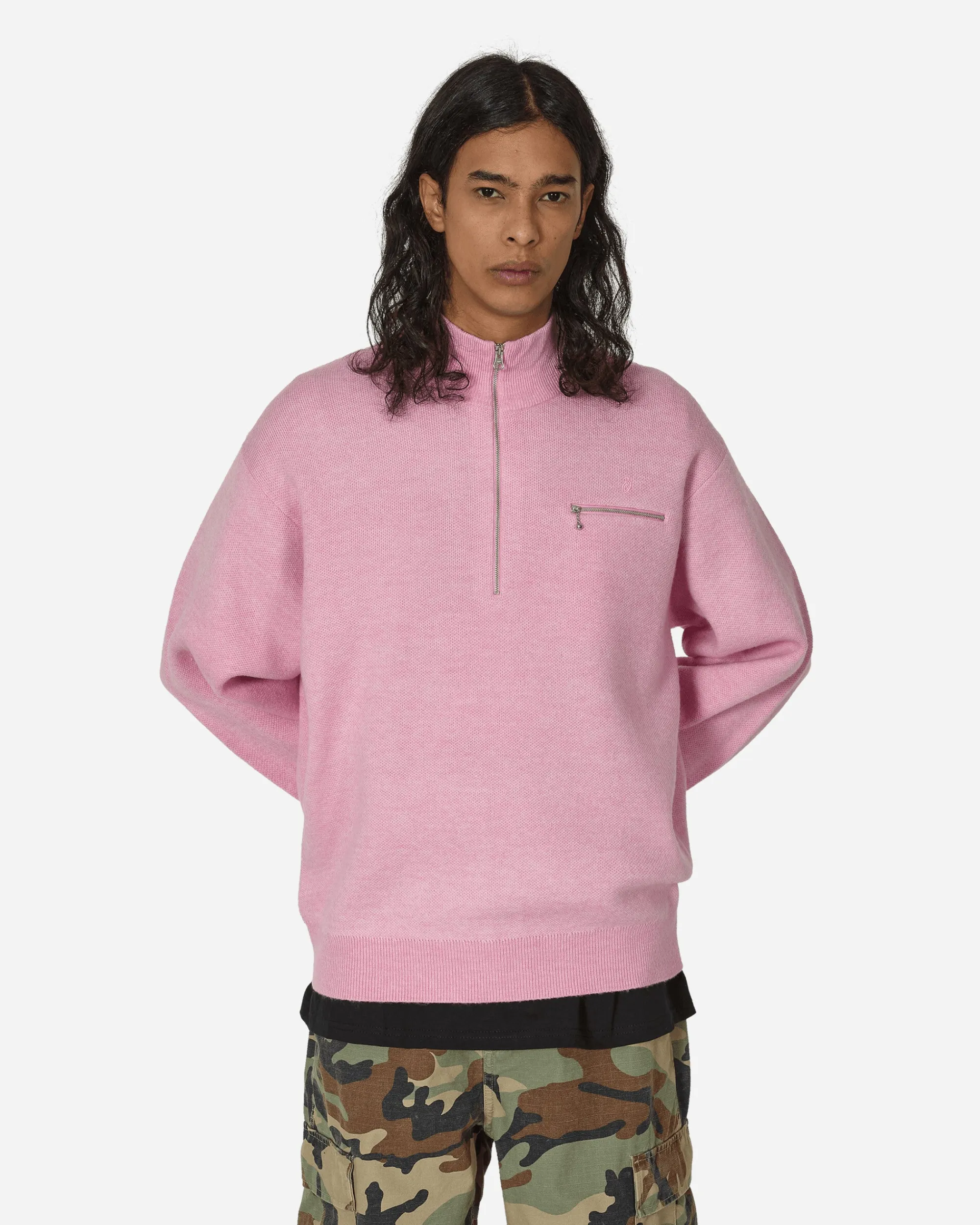 Stüssy Knitwear^Half Zip Mock Neck Sweater Pink
