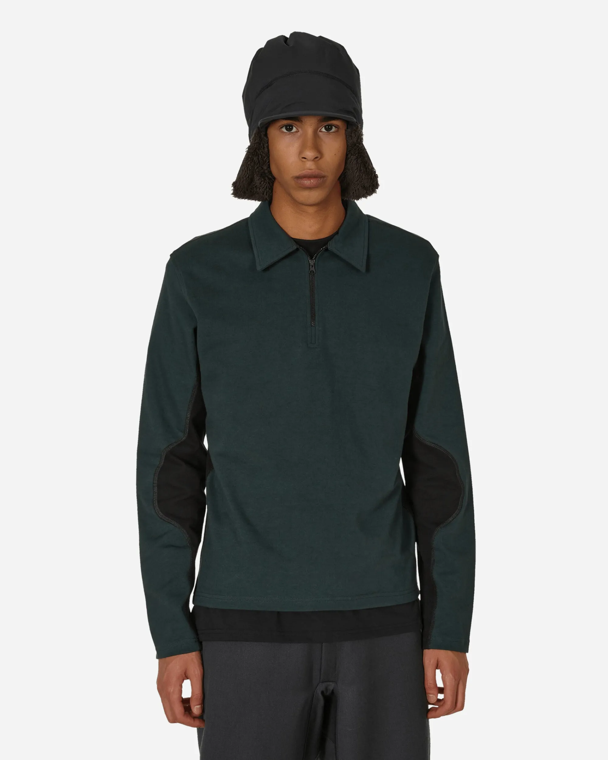 GR10K Sweatshirts^Half Zip Polo Sweater Forest Green