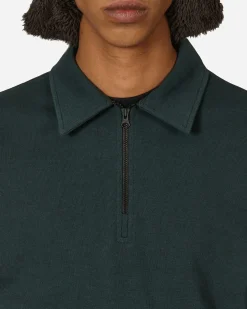 GR10K Sweatshirts^Half Zip Polo Sweater Forest Green