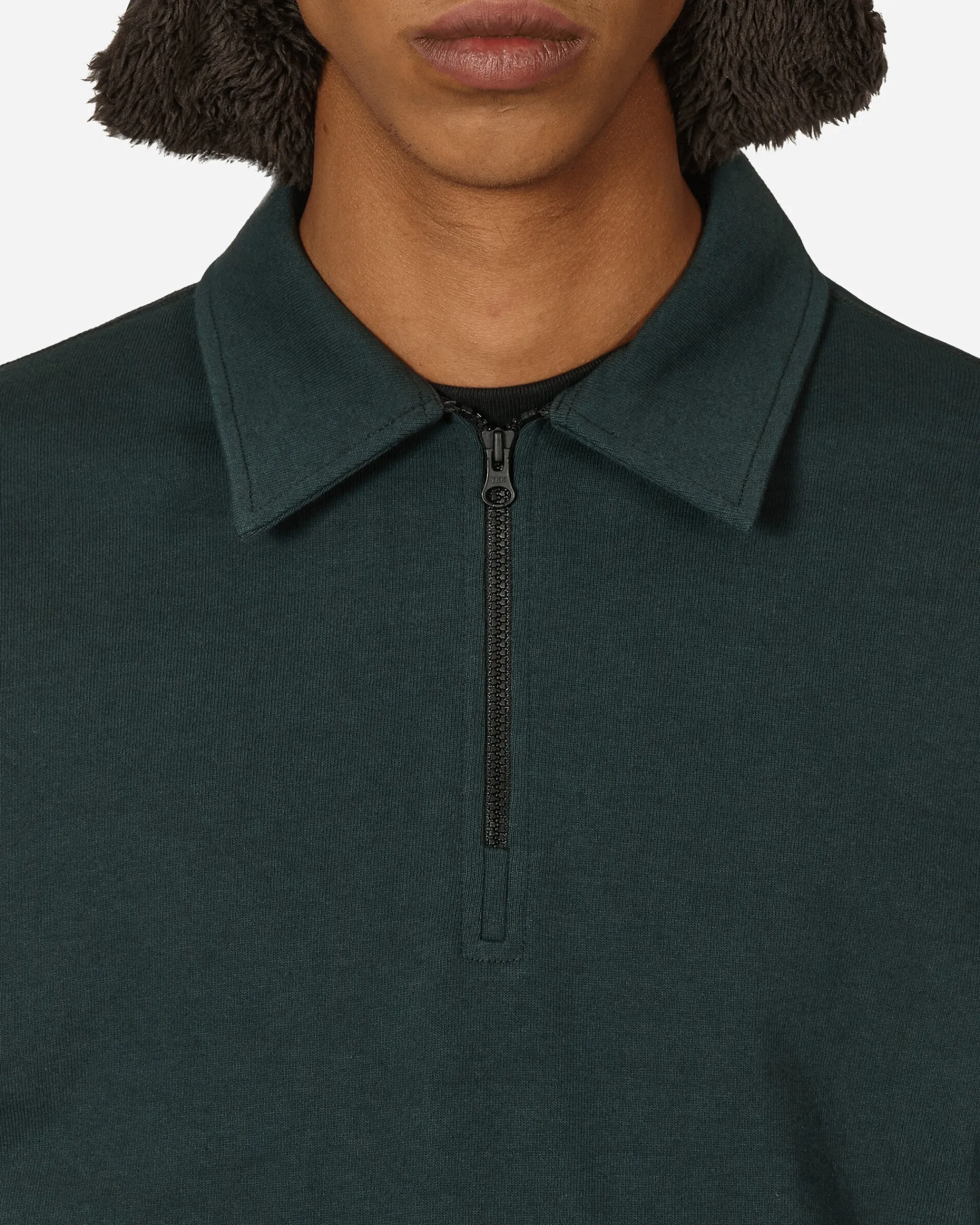 GR10K Sweatshirts^Half Zip Polo Sweater Forest Green