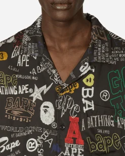 A Bathing Ape Shirts^Hand Draw Open Collar Shirt Black