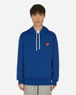 Comme Des Garçons Play Sweatshirts^Heart Patch Hooded Sweatshirt Blue
