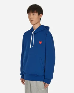 Comme Des Garçons Play Sweatshirts^Heart Patch Hooded Sweatshirt Blue