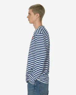 Comme Des Garçons Play T-Shirts^Heart Striped Longsleeve T-Shirt Navy
