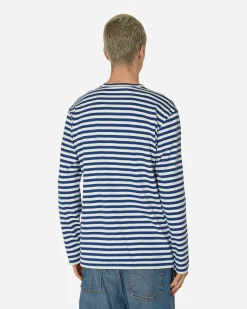 Comme Des Garçons Play T-Shirts^Heart Striped Longsleeve T-Shirt Navy