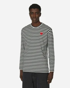 Comme Des Garçons Play T-Shirts^Heart Striped Longsleeve T-Shirt Black