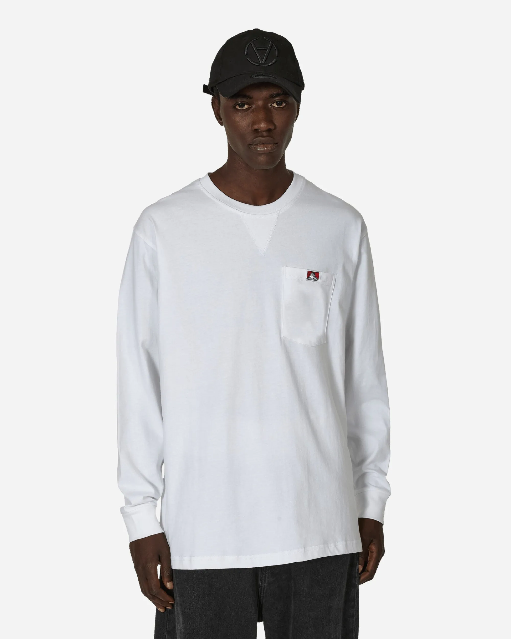 Ben Davis T-Shirts^Heavy Duty Classic Label Pocket Longsleeve T-Shirt White