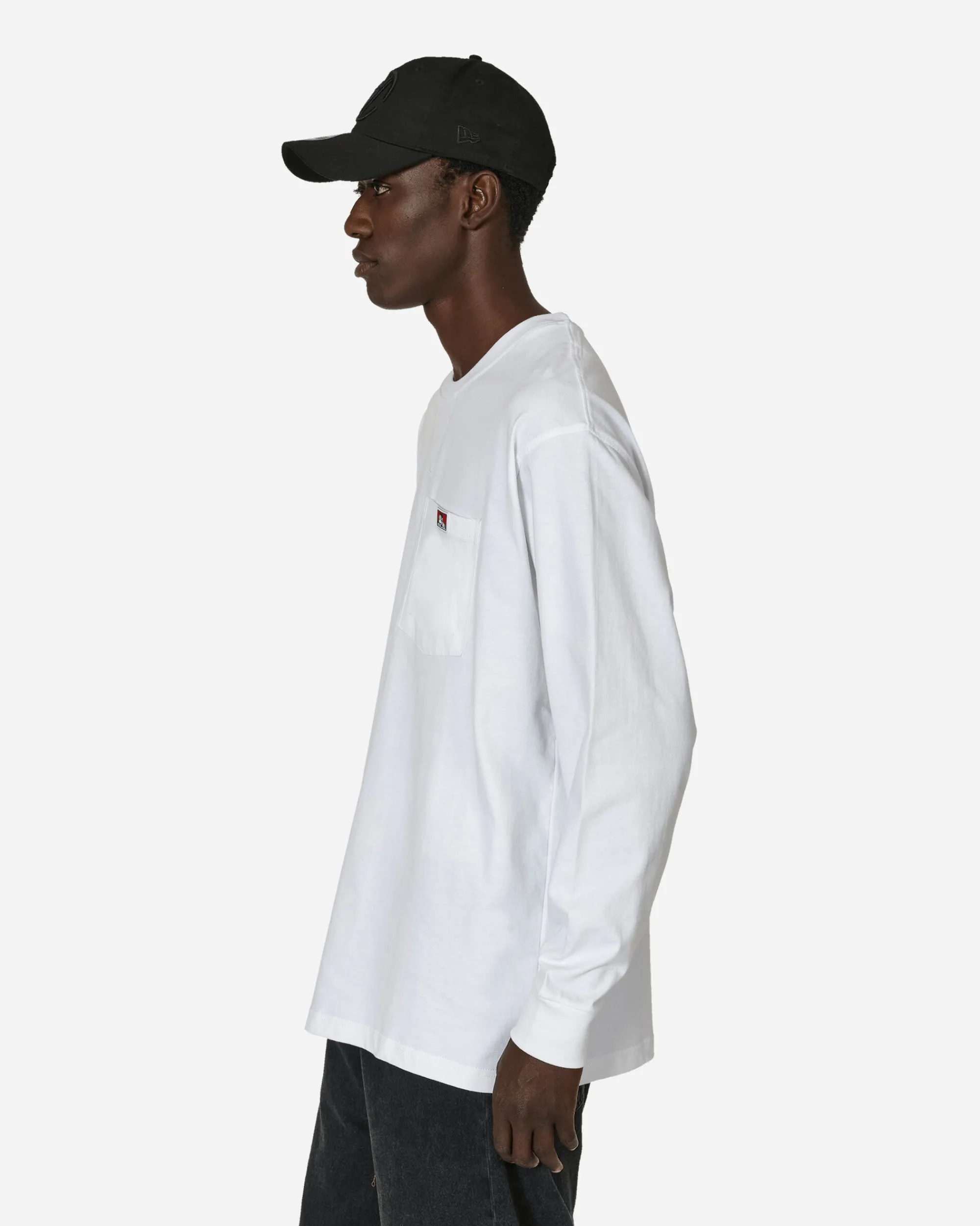 Ben Davis T-Shirts^Heavy Duty Classic Label Pocket Longsleeve T-Shirt White