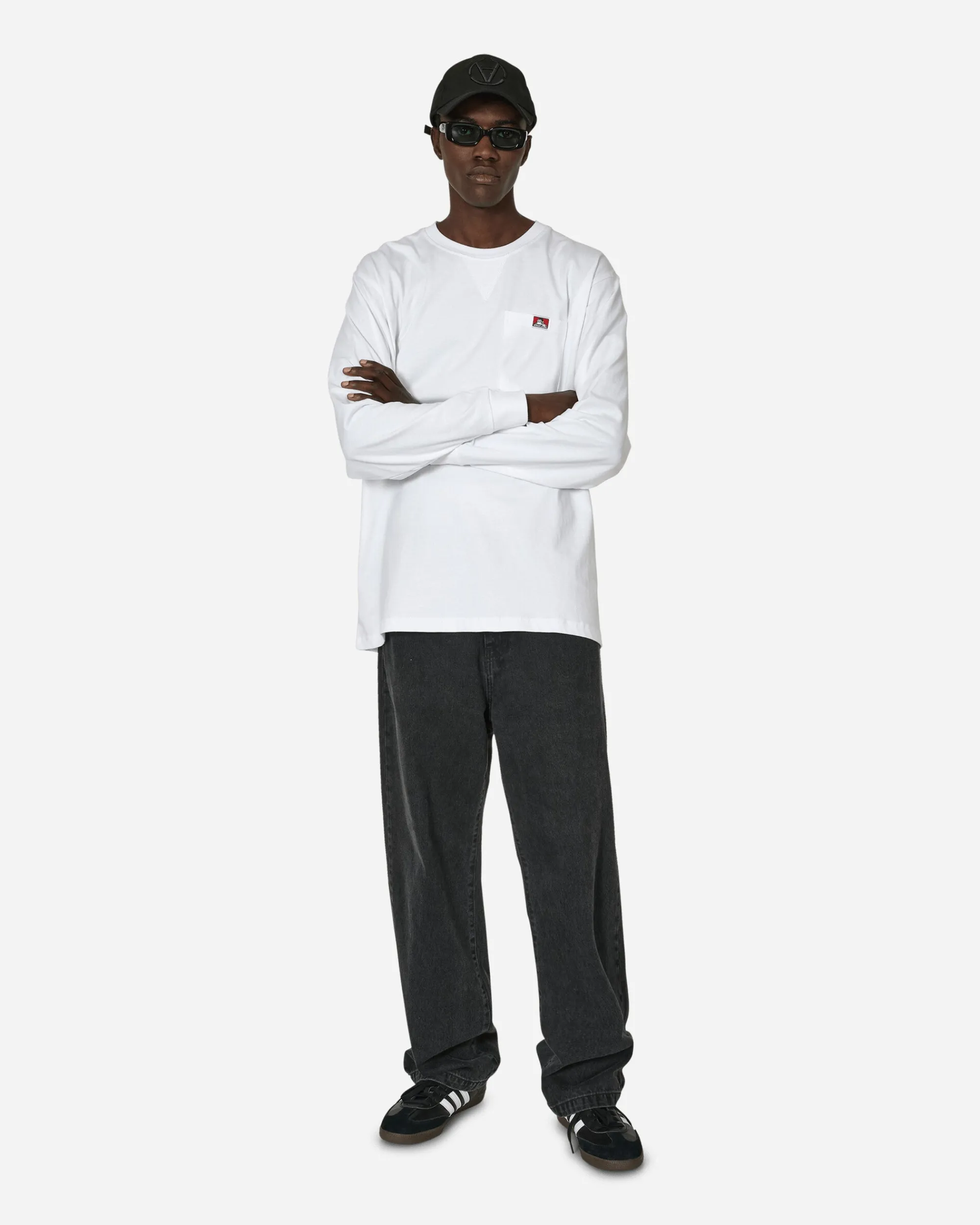 Ben Davis T-Shirts^Heavy Duty Classic Label Pocket Longsleeve T-Shirt White