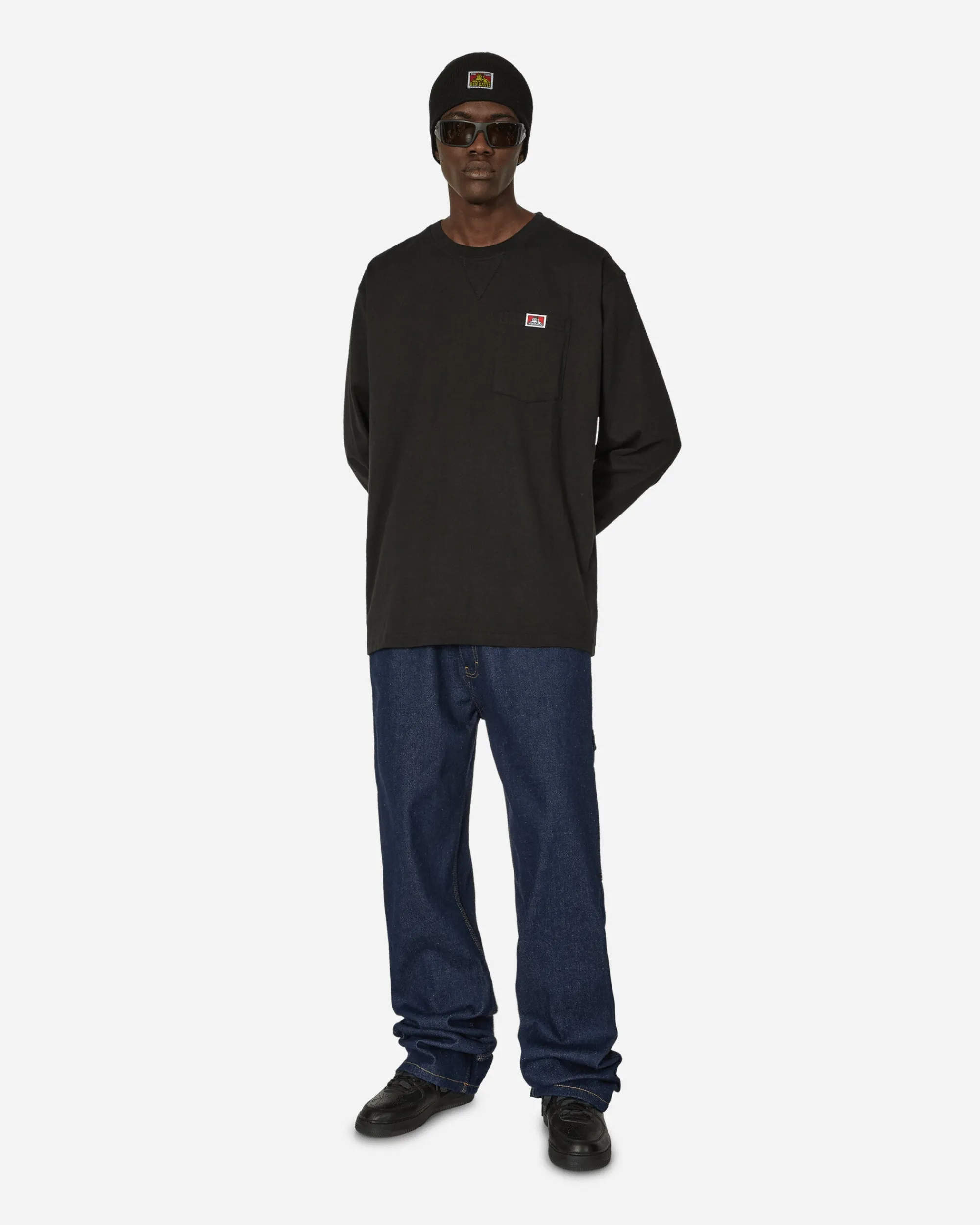 Ben Davis T-Shirts^Heavy Duty Classic Label Pocket Longsleeve T-Shirt Black