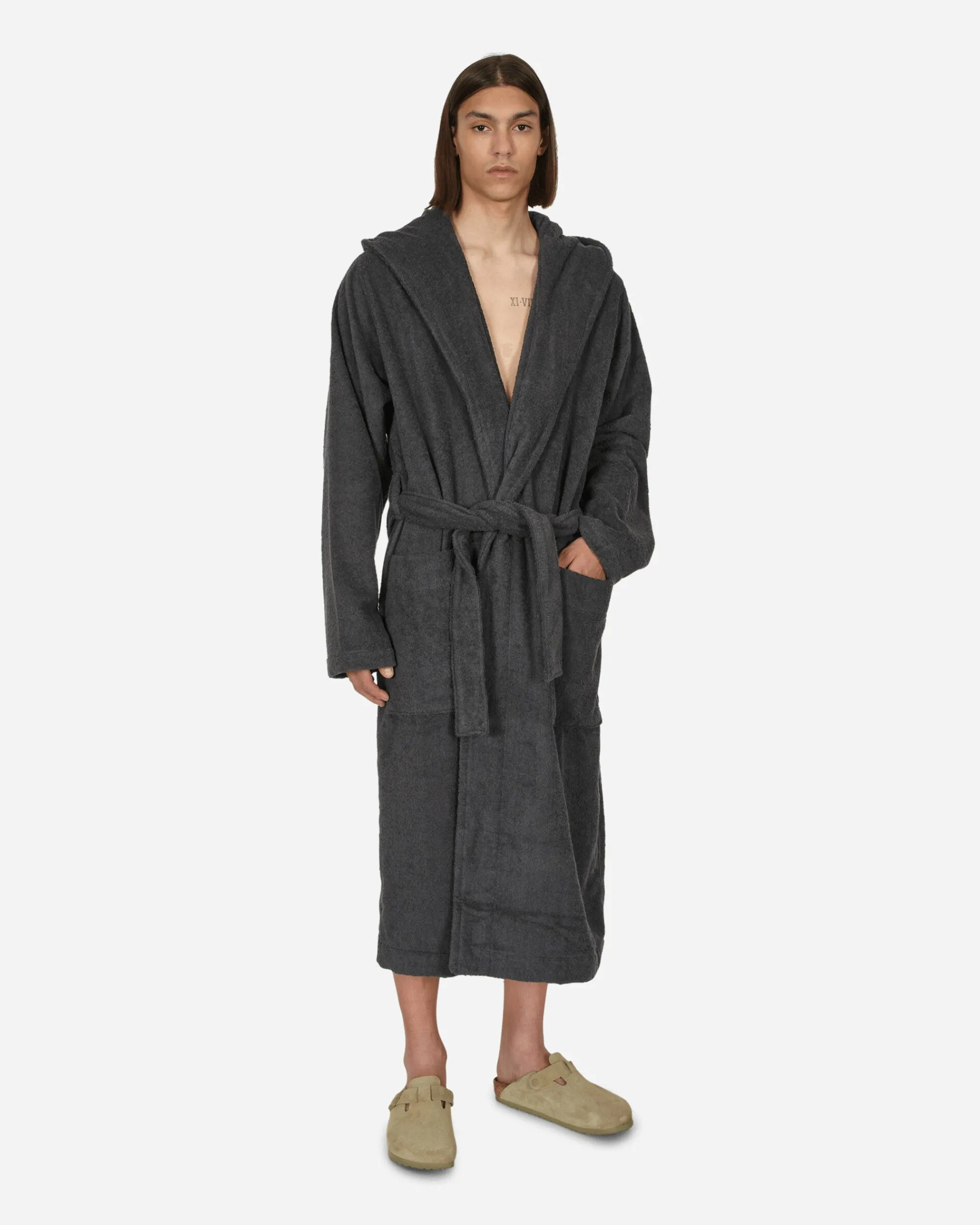 Tekla Textile^Hooded Bathrobe Ash Black