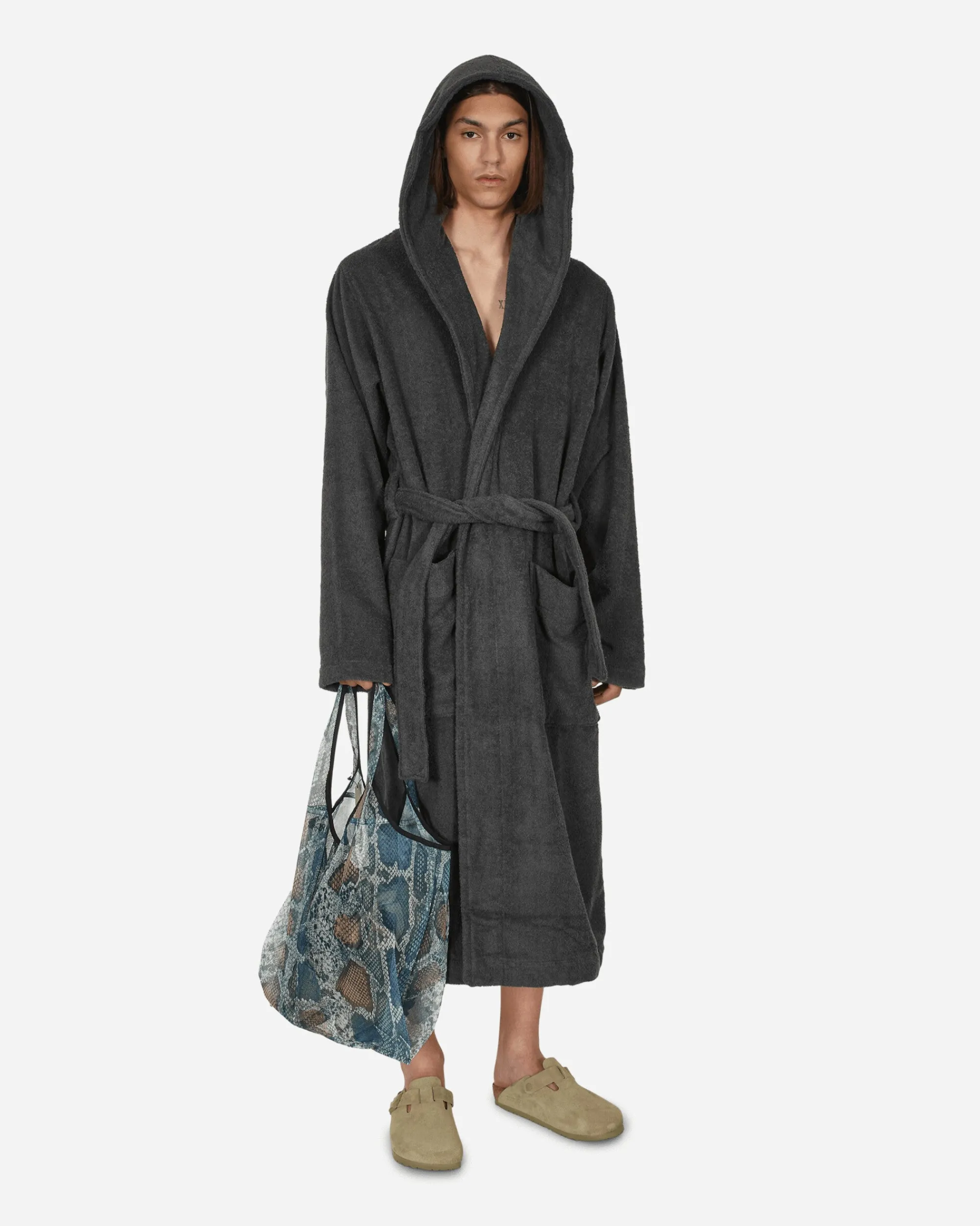 Tekla Textile^Hooded Bathrobe Ash Black