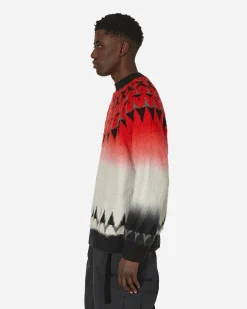 sacai Knitwear^Jacquard Knit Sweater Red