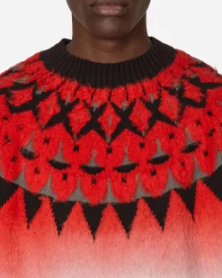 sacai Knitwear^Jacquard Knit Sweater Red