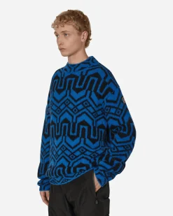 Moncler Grenoble Sweatshirts^Jacquard Mock Neck Sweater Blue