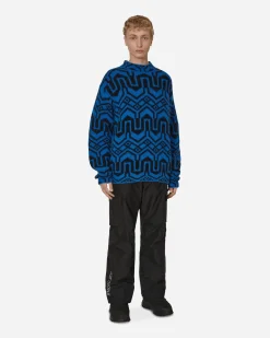 Moncler Grenoble Sweatshirts^Jacquard Mock Neck Sweater Blue