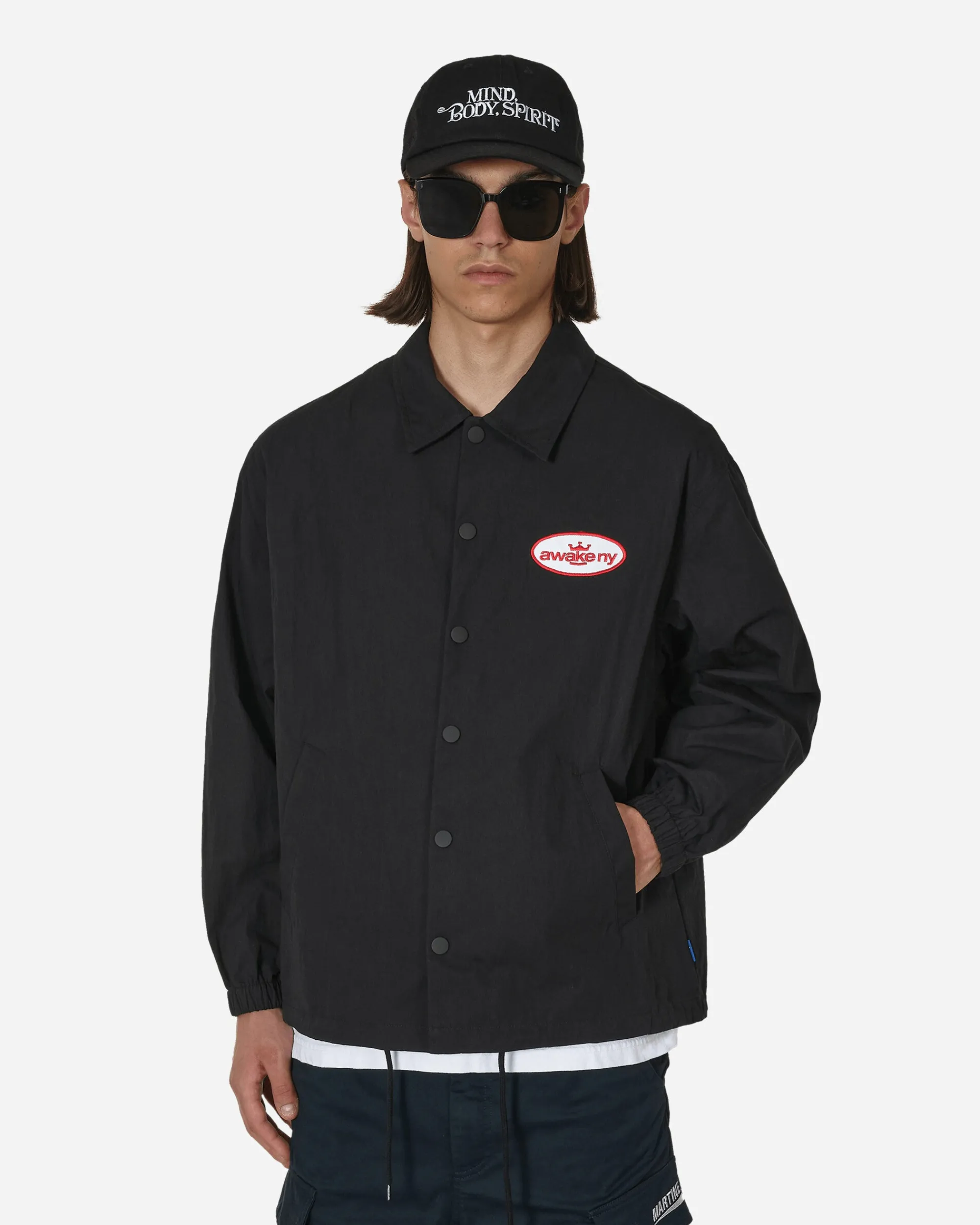 Awake NY Coats And Jackets^King Logo Twill Coaches Jacket Charcoal
