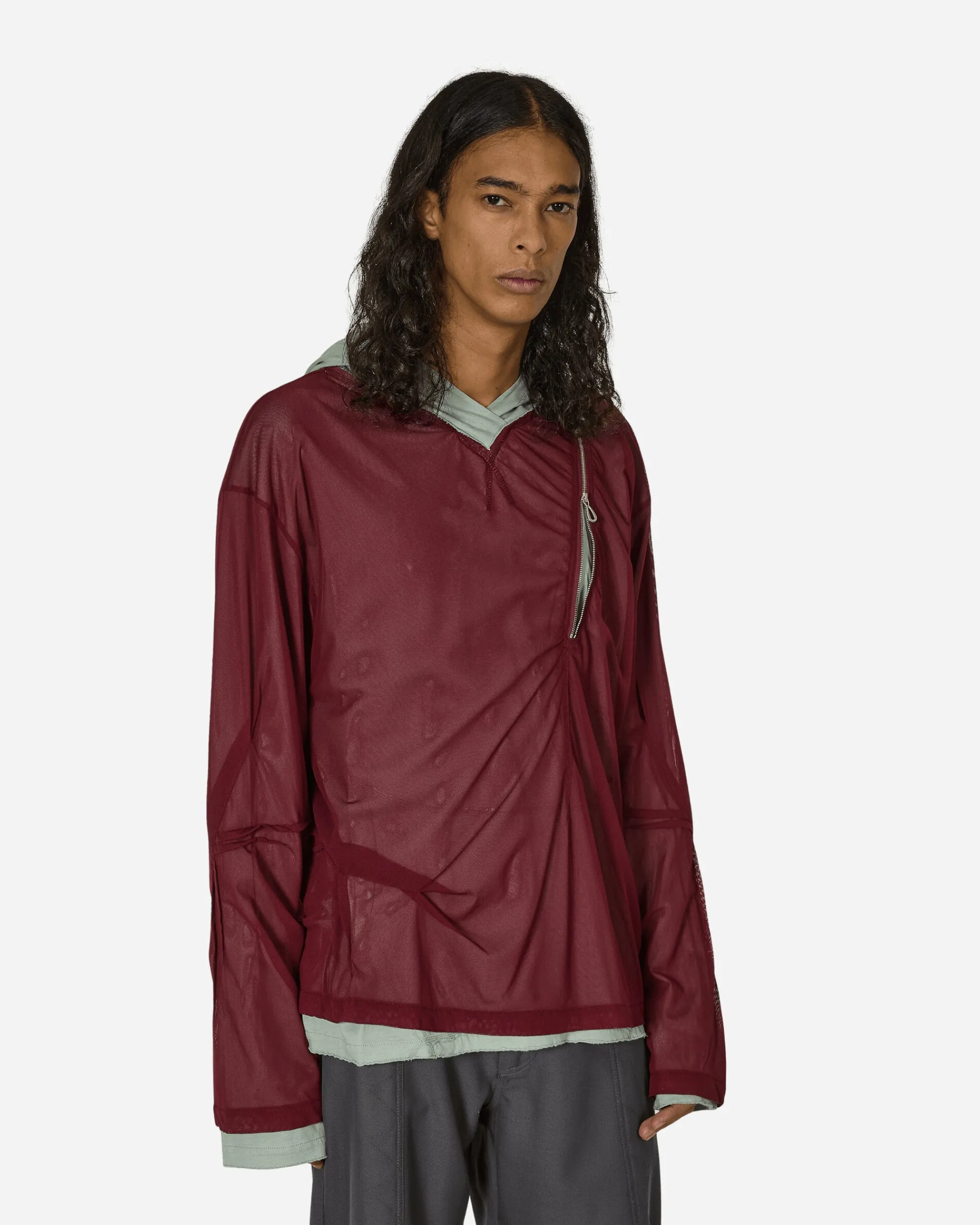 Kiko Kostadinov Sweatshirts^Knox Mesh Hoodie Jade Green / Lime / Burgundy