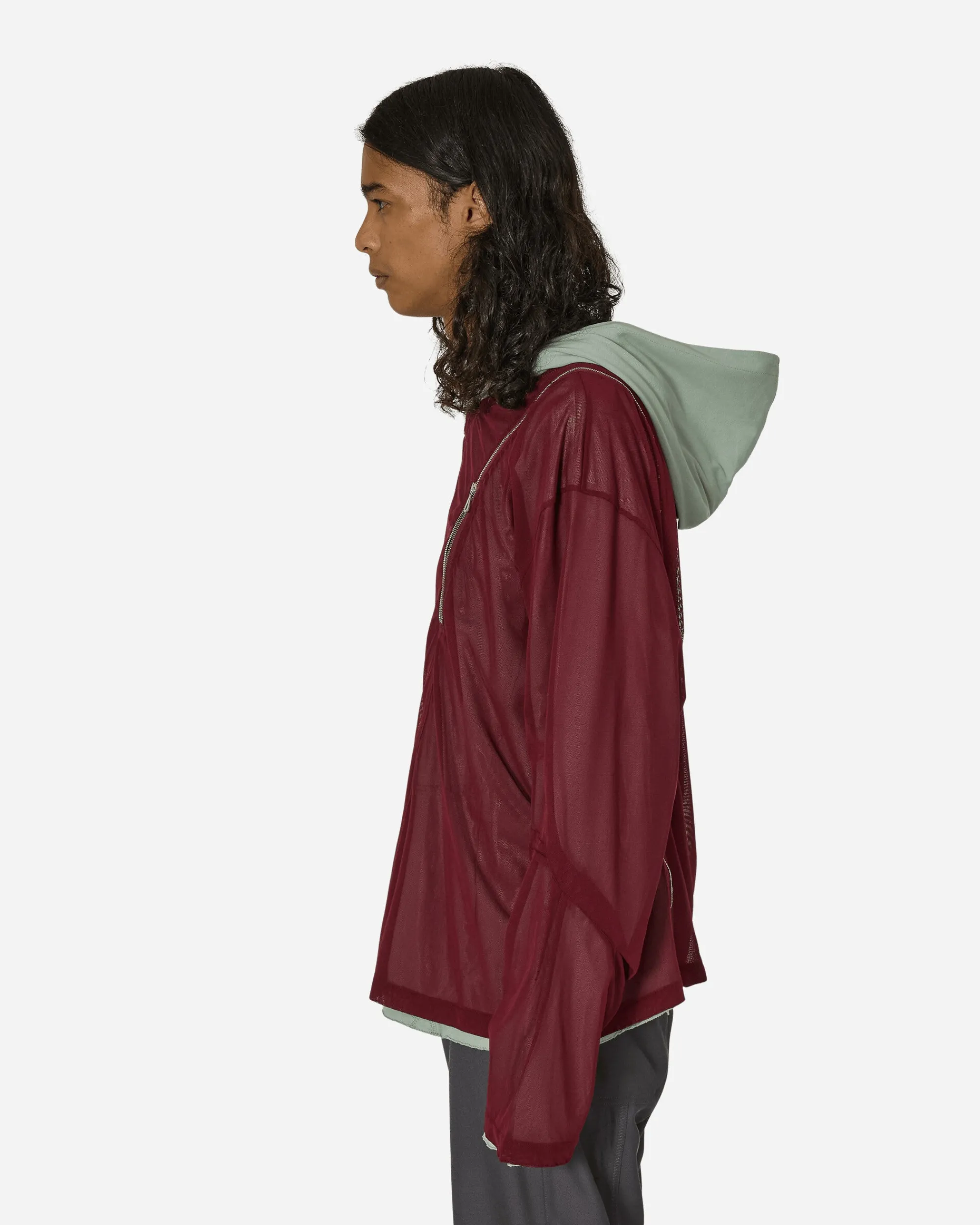 Kiko Kostadinov Sweatshirts^Knox Mesh Hoodie Jade Green / Lime / Burgundy