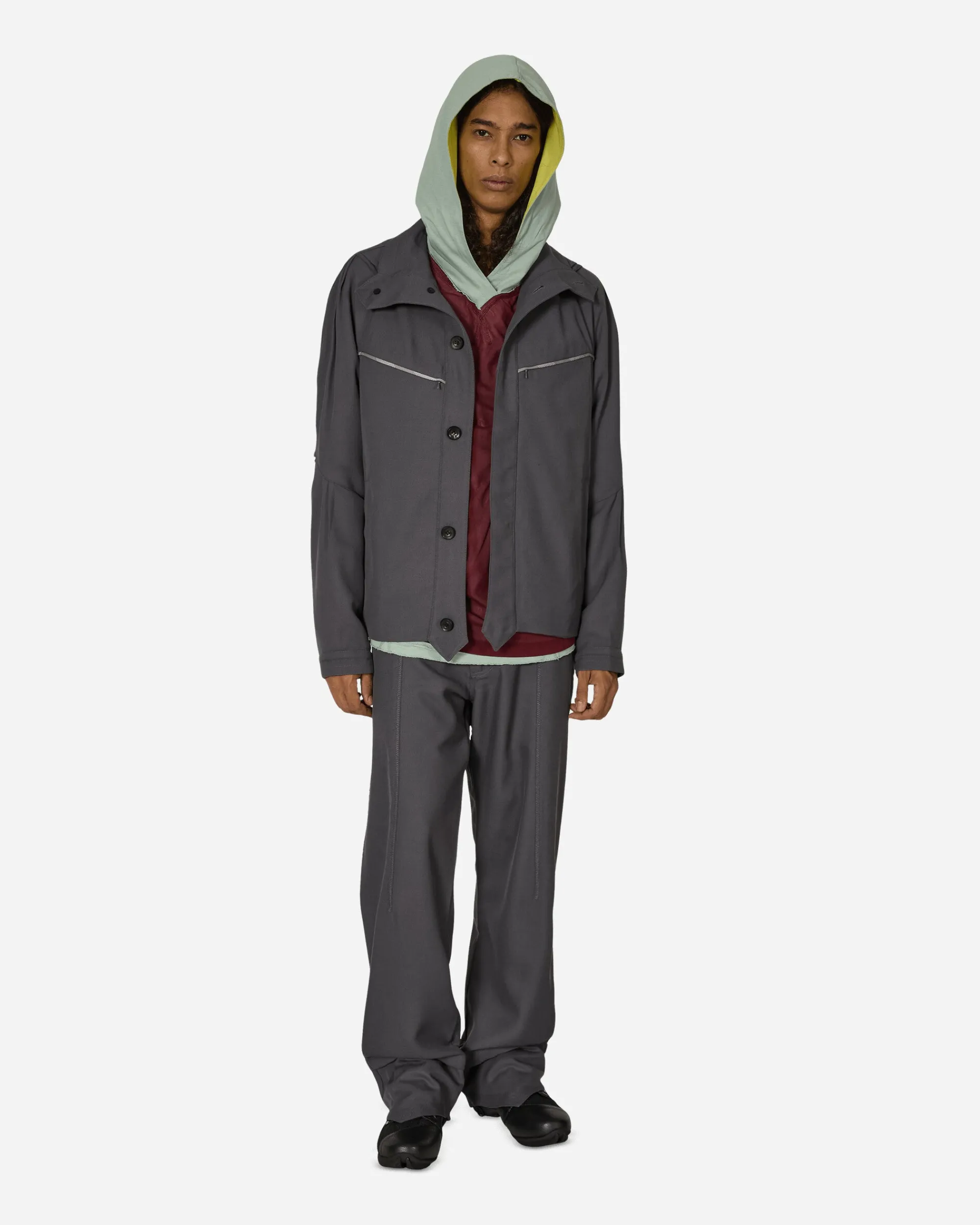 Kiko Kostadinov Sweatshirts^Knox Mesh Hoodie Jade Green / Lime / Burgundy