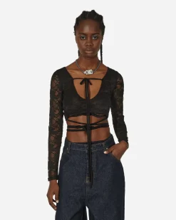 Nii Hai T-Shirts^Lace Crop Top Black