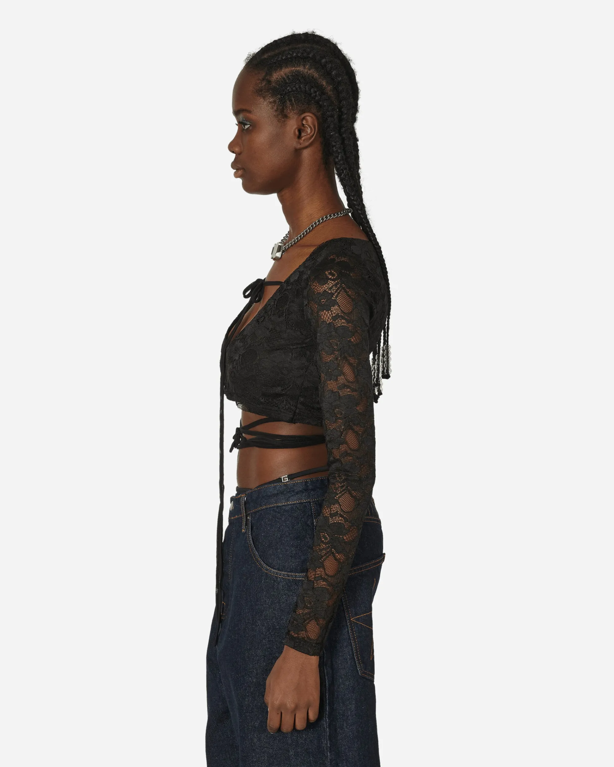 Nii Hai T-Shirts^Lace Crop Top Black
