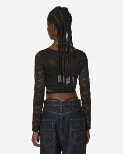 Nii Hai T-Shirts^Lace Crop Top Black