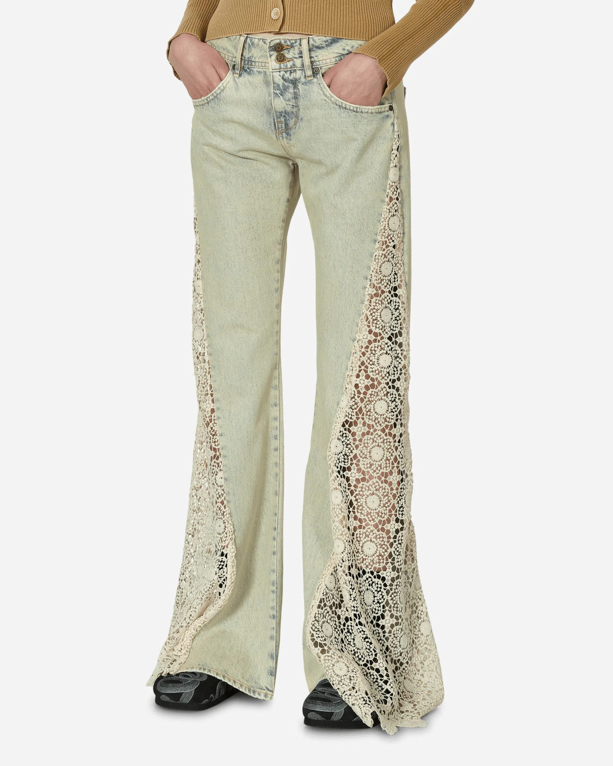 Guess USA Pants^Lace Denim Flare Pants Tinted Light Wash