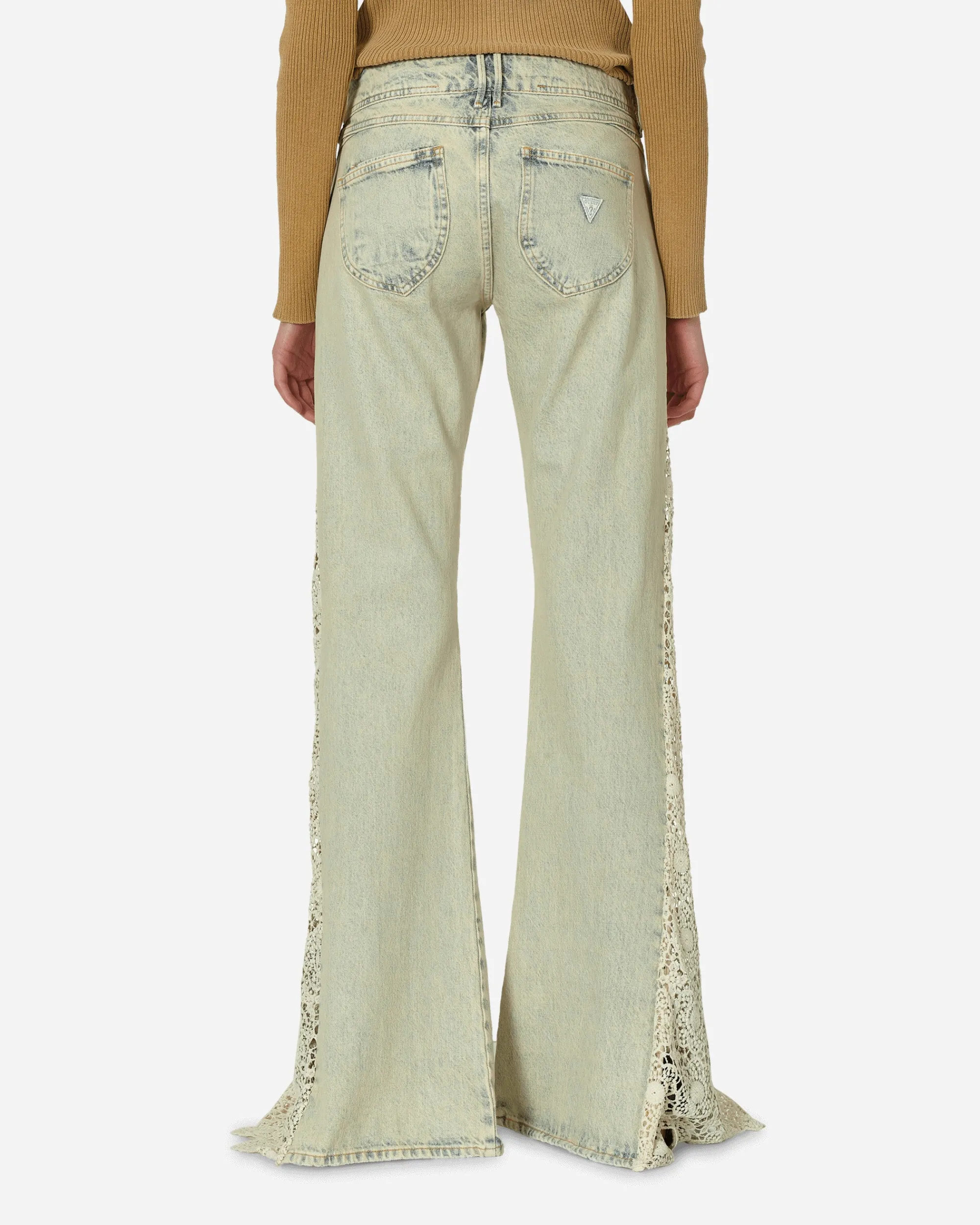 Guess USA Pants^Lace Denim Flare Pants Tinted Light Wash