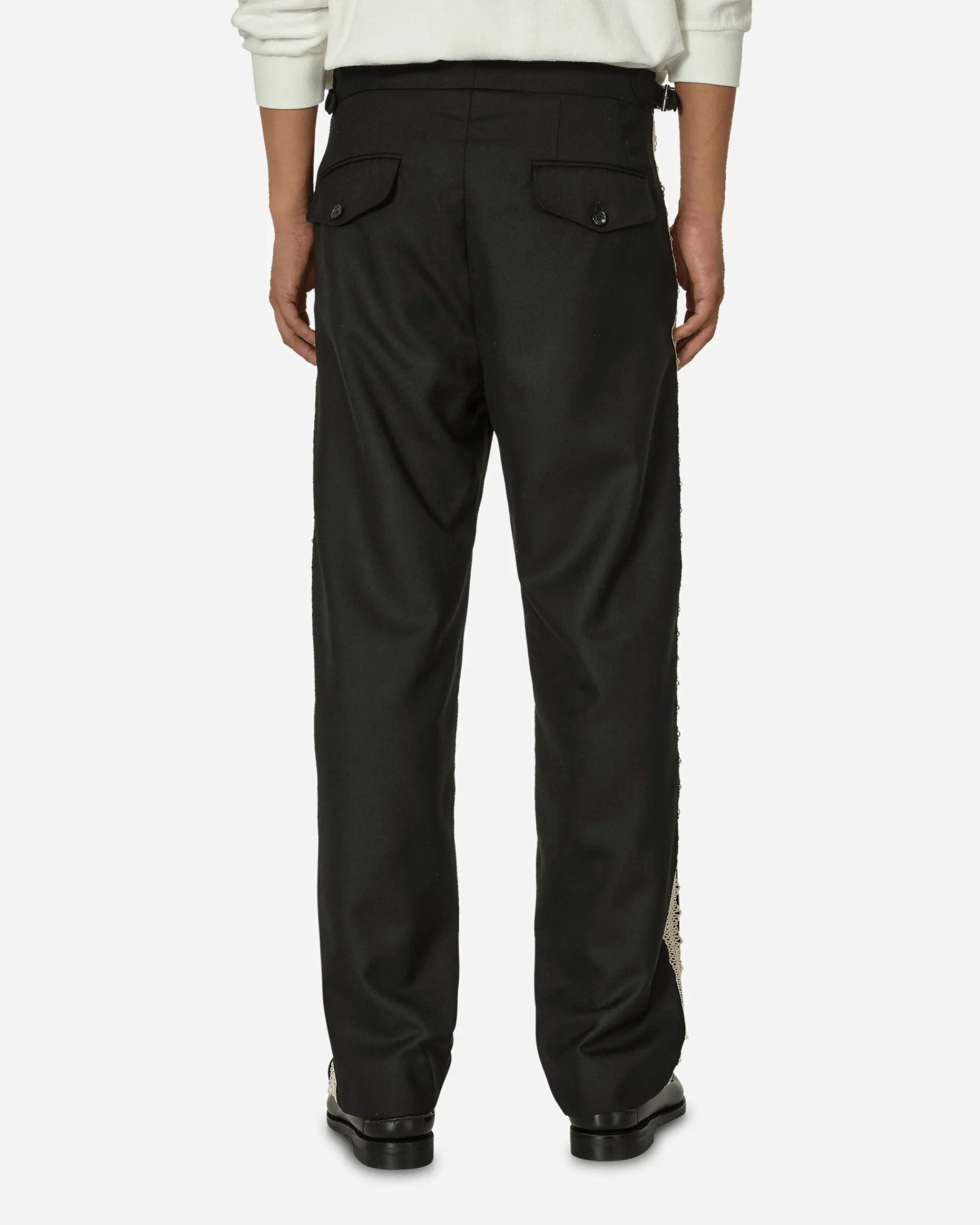 Bode Pants^Lacework Side Buckle Trousers Black