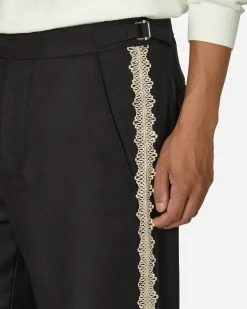 Bode Pants^Lacework Side Buckle Trousers Black