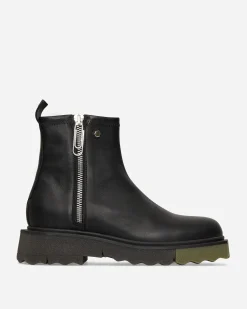 Off-White Boots^Leather Sponge Zip Boots Black