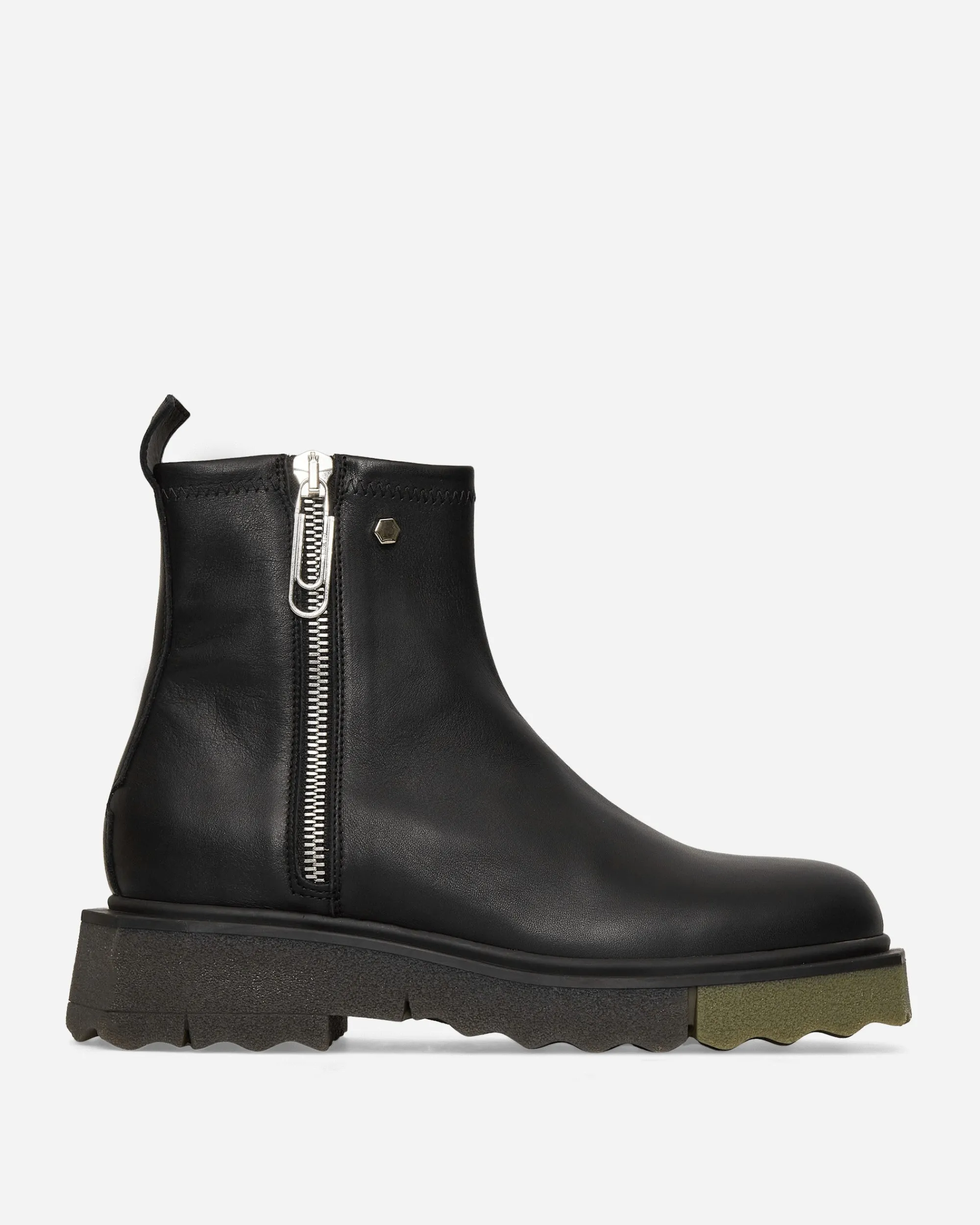 Off-White Boots^Leather Sponge Zip Boots Black